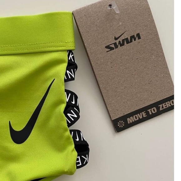 Nike Women's Scoop Neck High Waist Bikini Bottom  Lime Green XL NWT - Picture 2 of 5